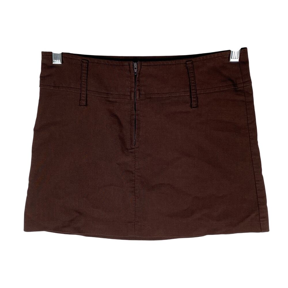 XOXO Brown Mini Skirt Juniors 1 Preppy Minimalist Stretch Office Y2K Classic